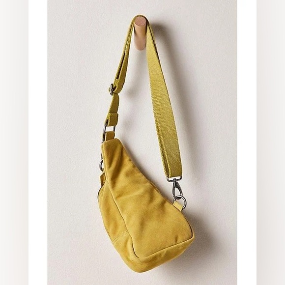 Free People Leather Hudson Suede Sling Bag Apple Green - Picture 4 of 14